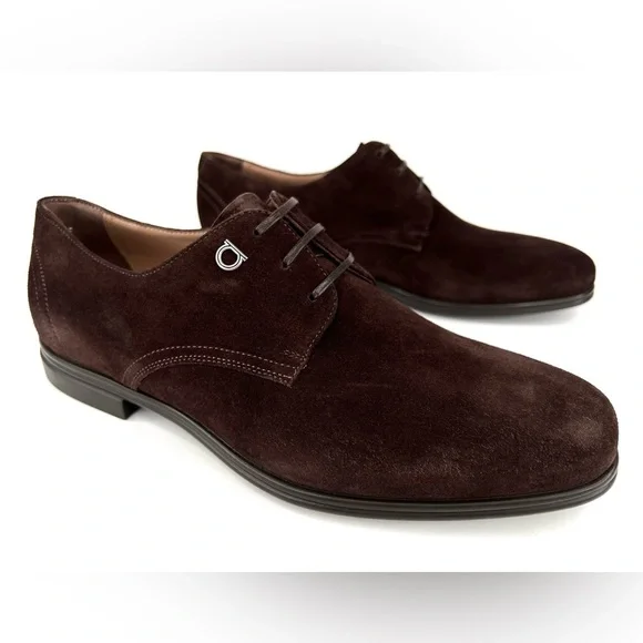 Salvatore Ferragamo Spencer Derby Suede Oxford Gancini Logo Loafers US 7 - EU 41